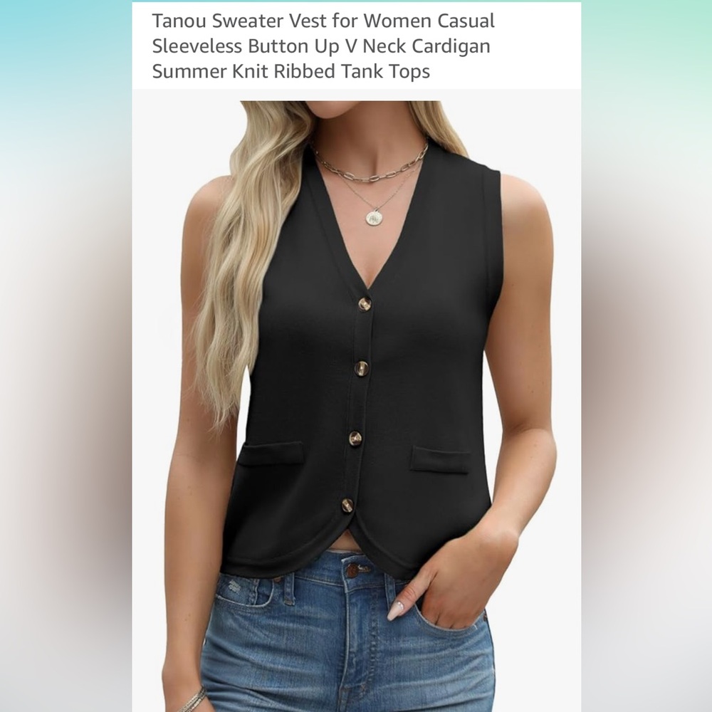 Elegant Black Button Up Sleeveless Vest